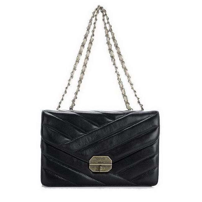 Best Chanel Lambskin Leather Shoulder Bag A1102 Black On Sale